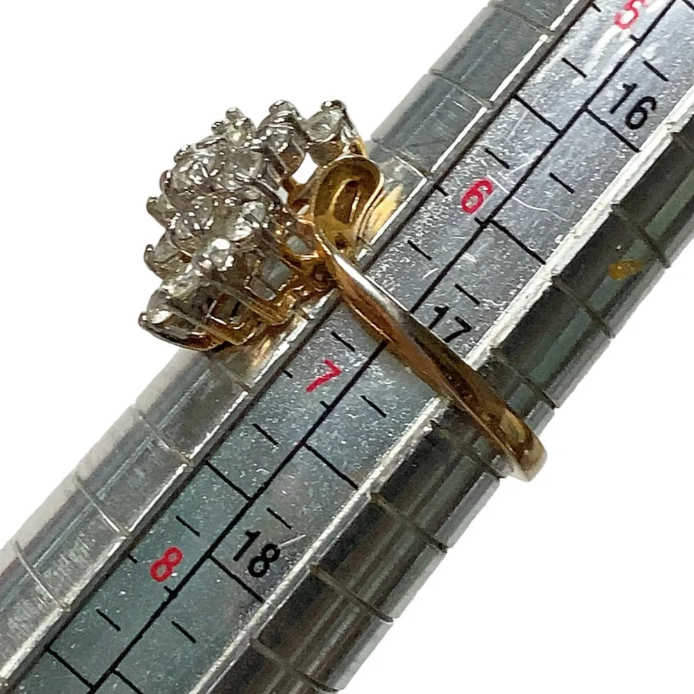 Gold Tone Waterfall‎ Rhinestone Ring Sz 6.5